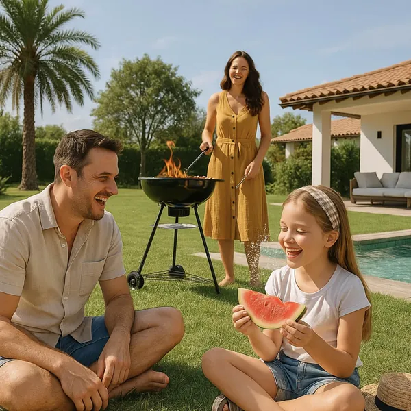 Familia disfrutando un espacio campestre